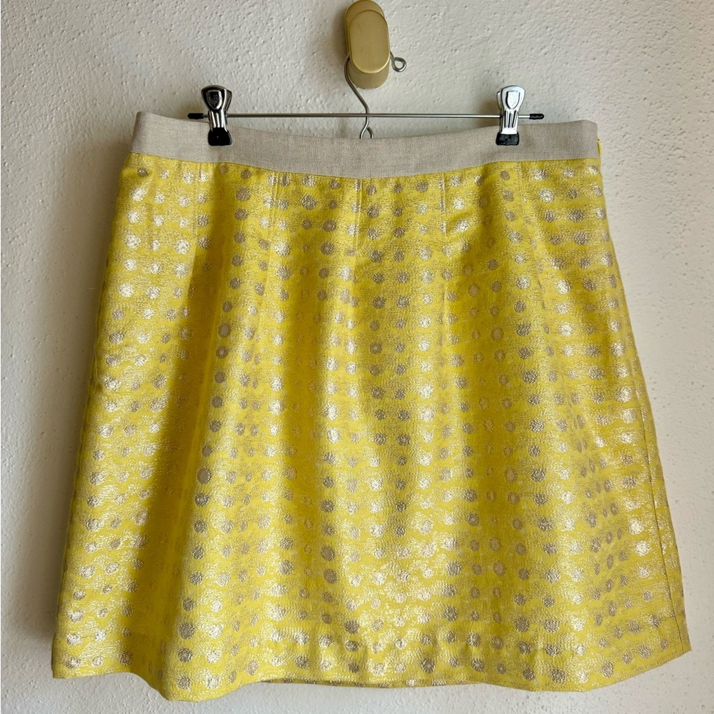 LOFT | Yellow grey shimmer skirt with pleats women’s size 10